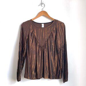 Amadi Metallic Bronze Blouse Top from Anthropologie